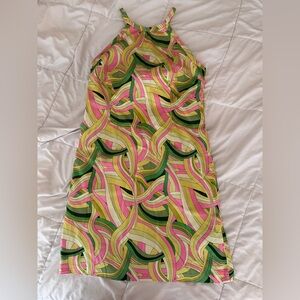 Vintage 90s Retro Nine West Pink, Green & Yellow Patterned Dress